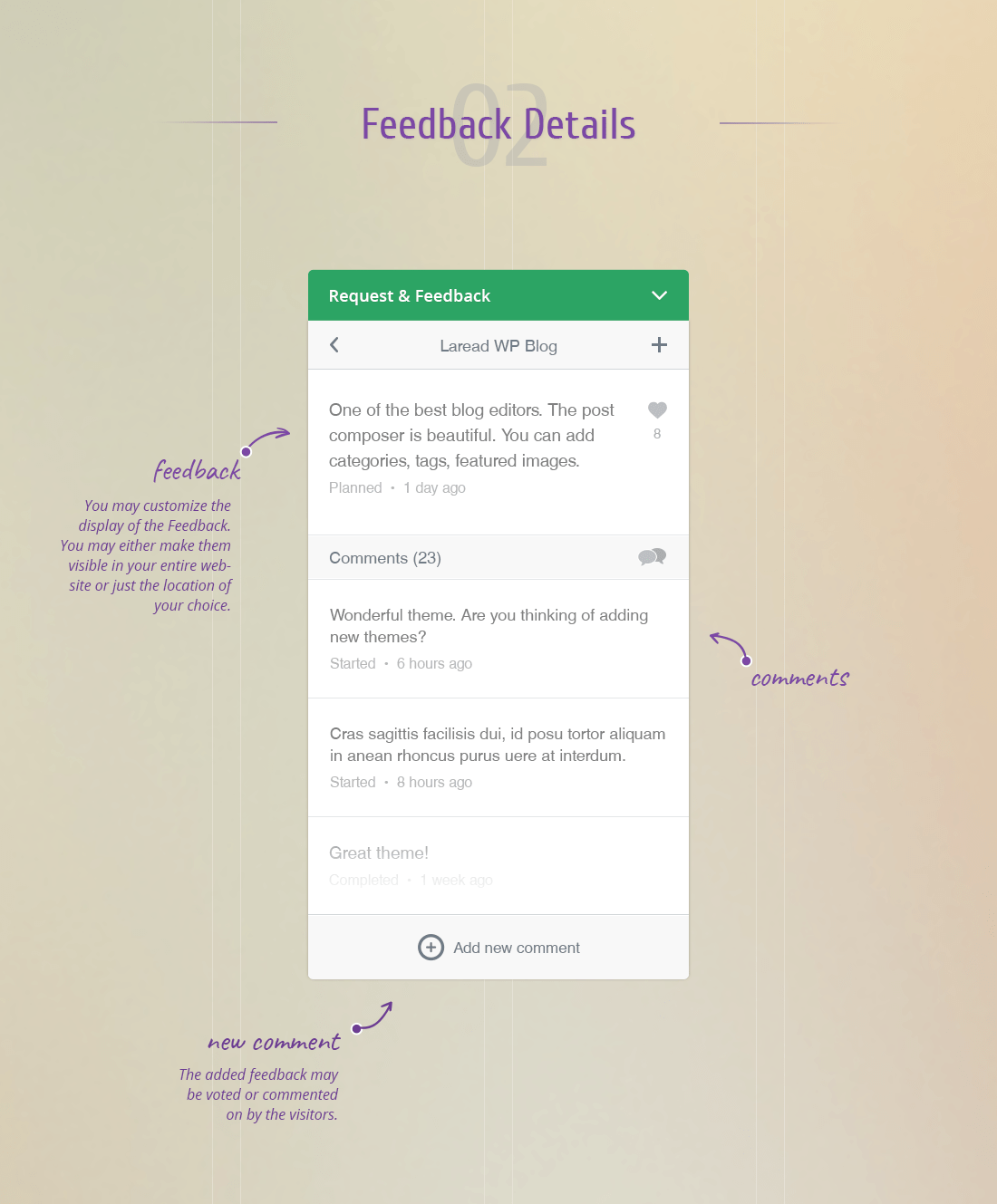 WordPress Feedback Plugin - feedback detayları